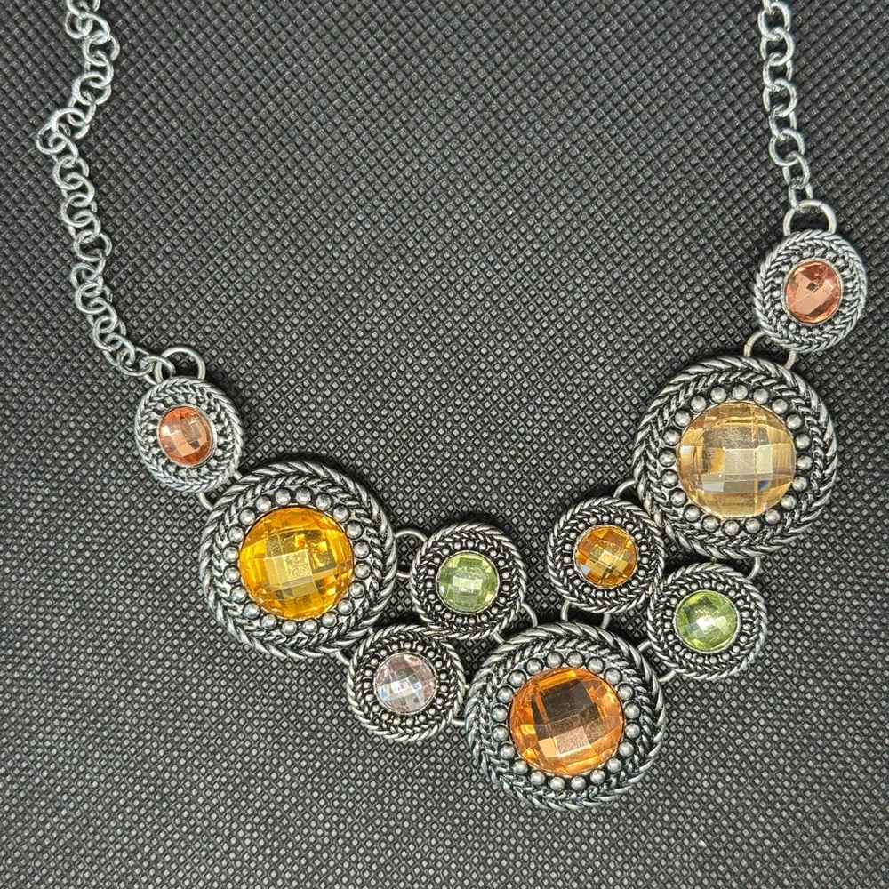 Elegant Multi-Color Statement Necklace